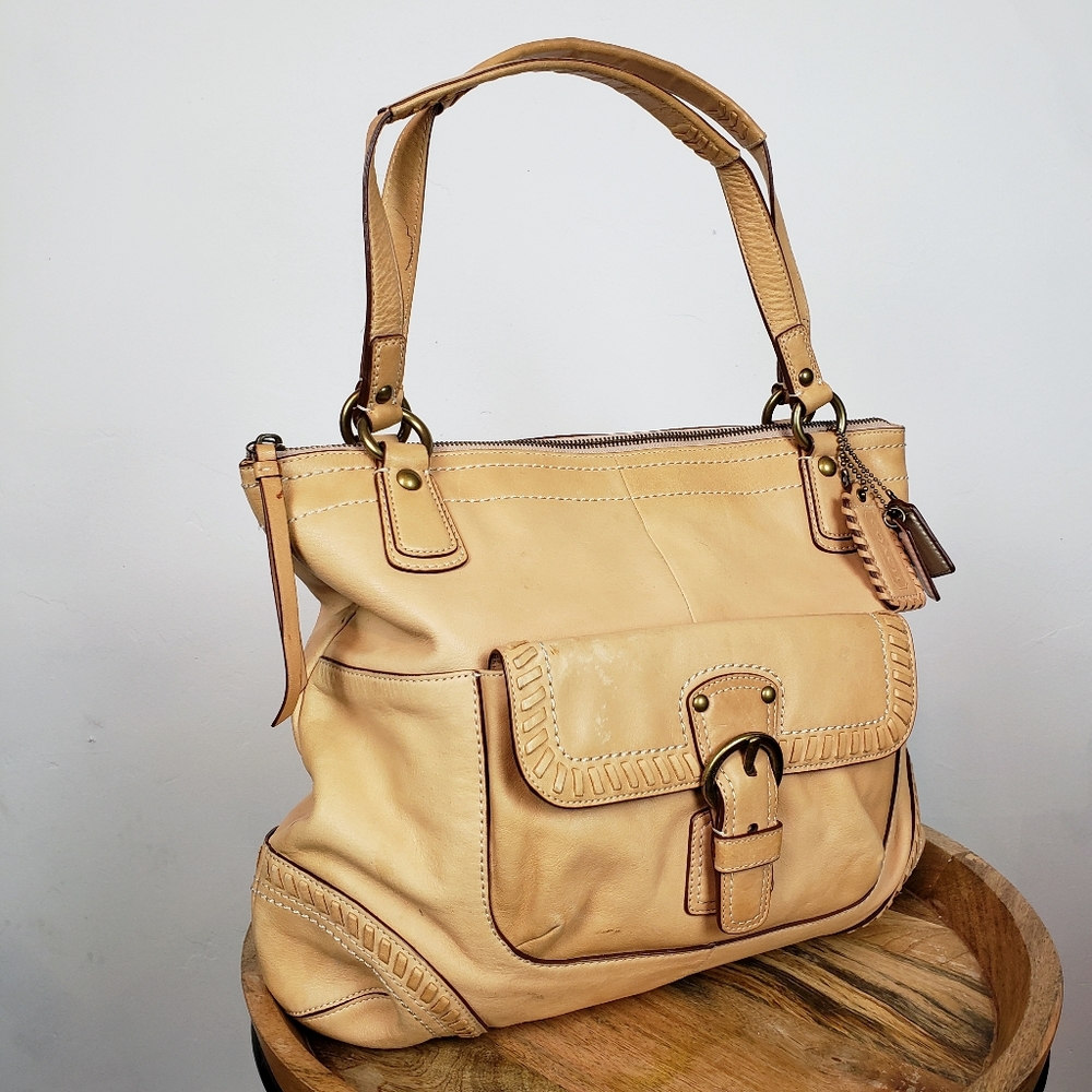 Coach Poppy Whipstitch Leather Glam Tote